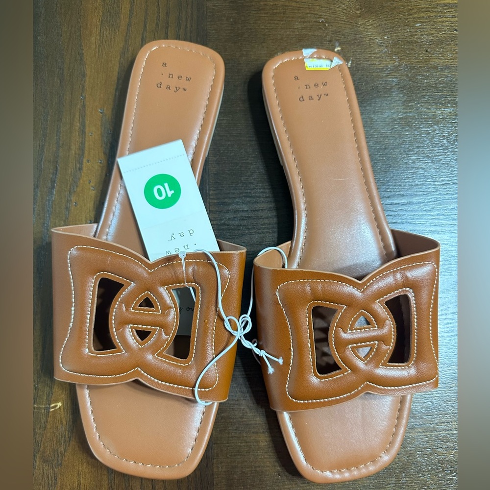 a new day Brown Leather Slide Sandals - Picture 3 of 4